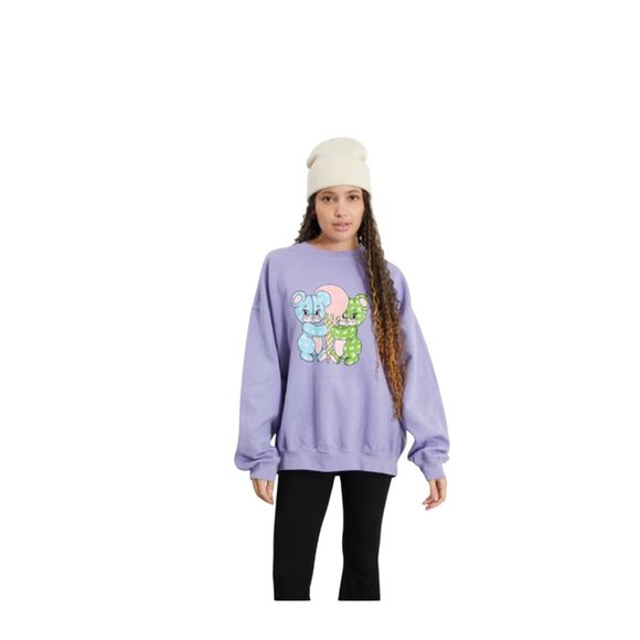 PS / LA Ice Cream Bears Oversized Purple Sweatshirt PacSun Women O/S Trendy NWT - Picture 1 of 14